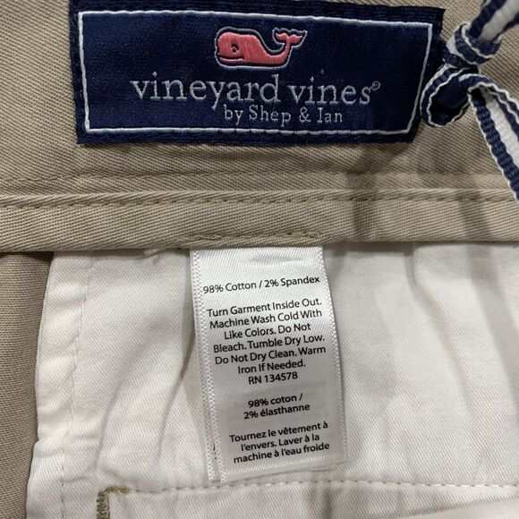 Vineyard Vines Sz 50 B 11" Breaker Shorts Stretch Khaki Tan Flat Front Mens NEW - Picture 3 of 12
